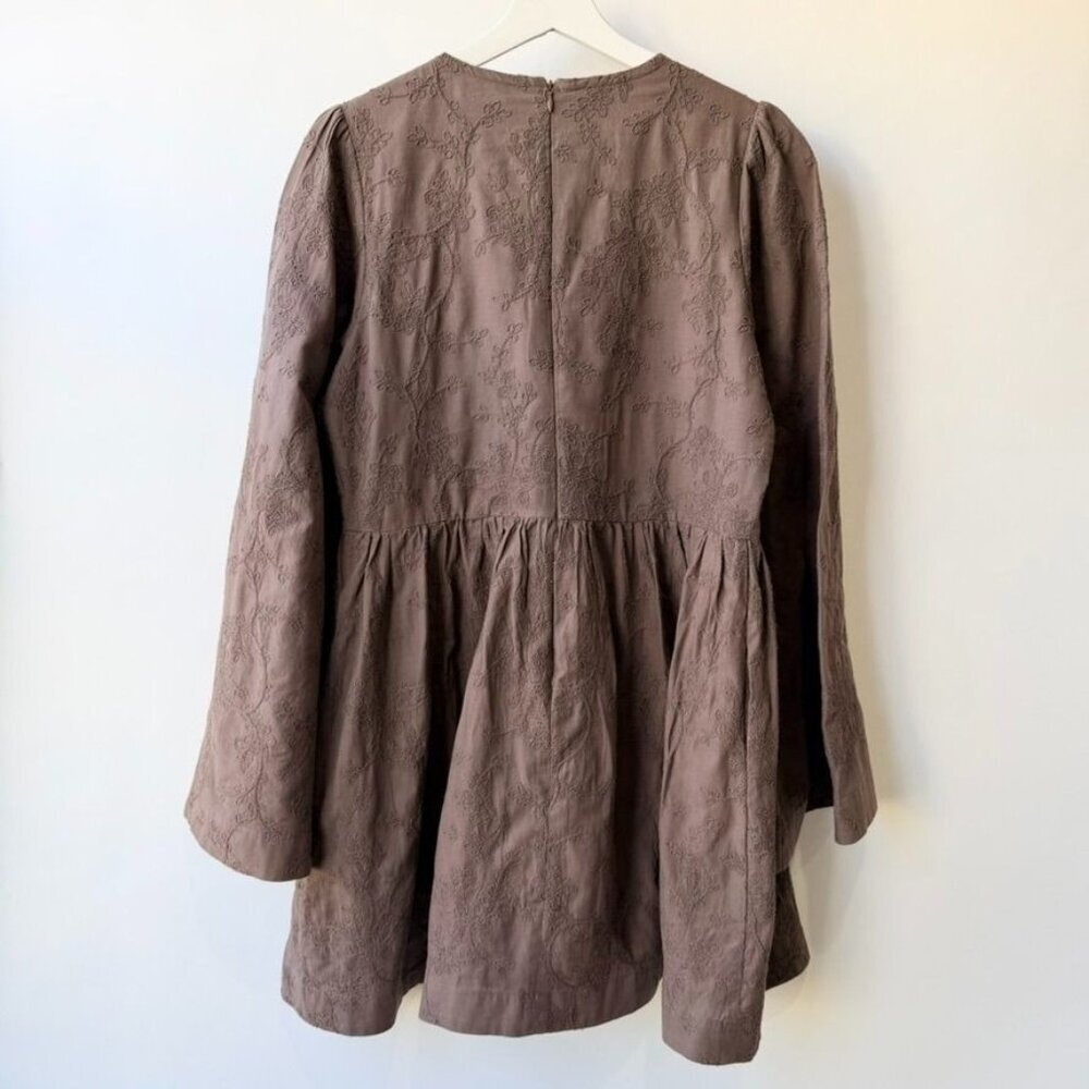 Hyacinth House Brown Becca Bell Sleeve Mini Dress Womens Size L - Picture 4 of 12
